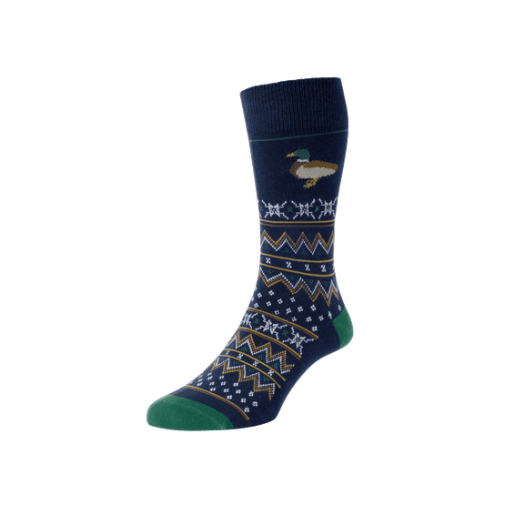 HJ Hall Country Animal Fairisle Socks Navy HJ45