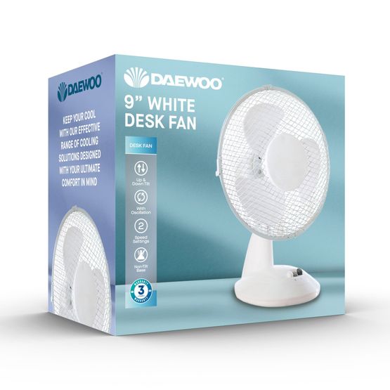 Daewoo - 9" Desk Fan White