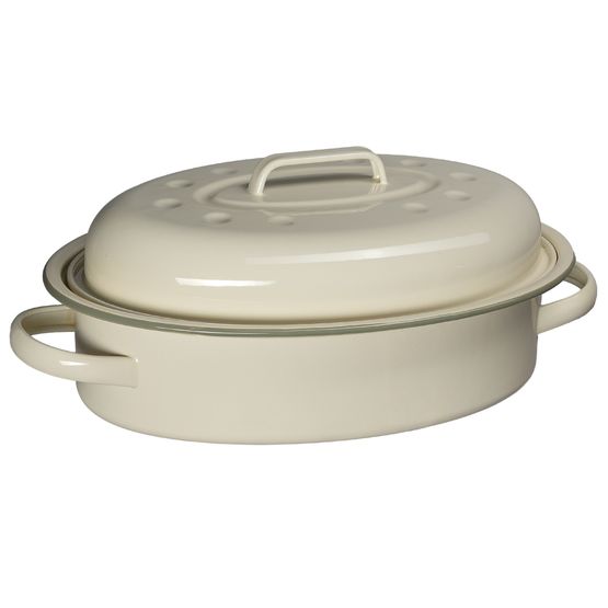 J&amp;L - 4L Enameled Sage Green Self-Basting Roaster With Lid