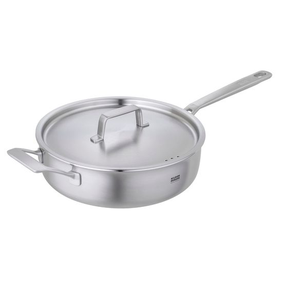 Kuhn Rikon - Culinary Fiveply Saute Pan With Lid &amp; Helper Handles Uncoated 24cm