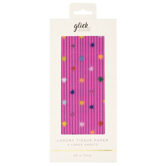 Glick - Patterned Star Garland Pink Tissue