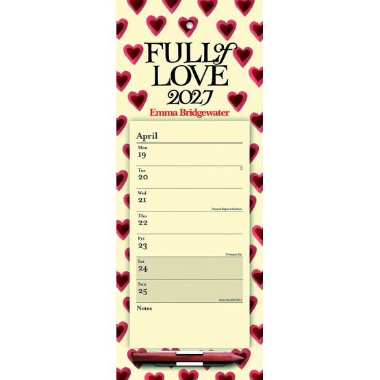 Otter House - Emma Bridgewater Double Hearts WTV Magnetic Calendar 2027