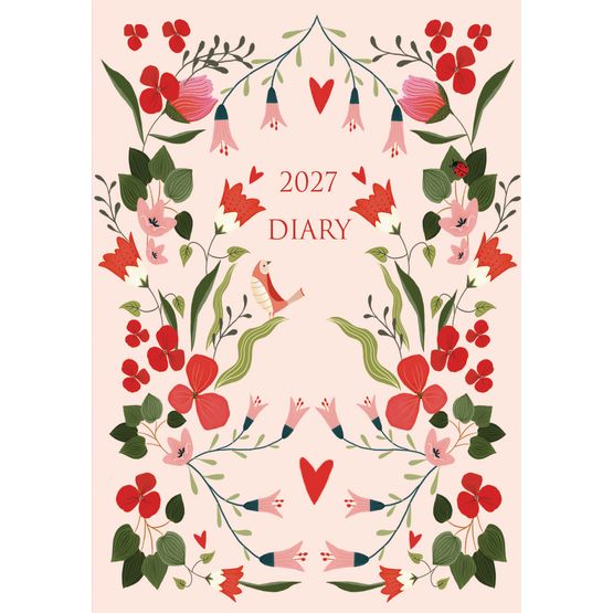 Otter House - Fashion Diary Pink Bird Floral A6 Diary 2027