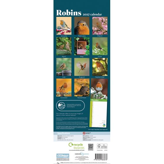 Otter House - Robins RSPB Slim Calendar 2027