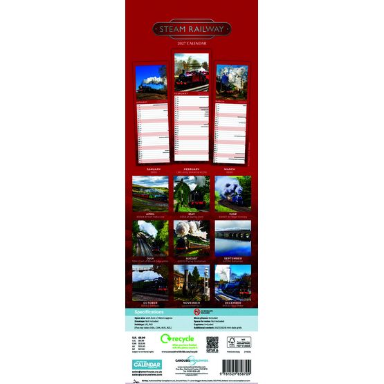 Otter House - Steam Railway Slim Calendar 2027