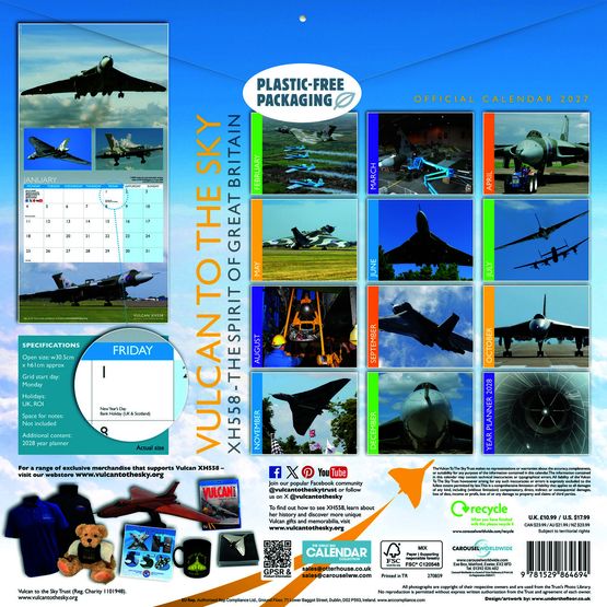 Otter House - Vulcan XH558 Wall Calendar 2027