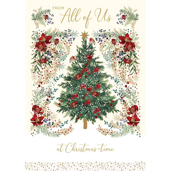 From All of Us Xmas Tree Golden Leaf Christmas Card