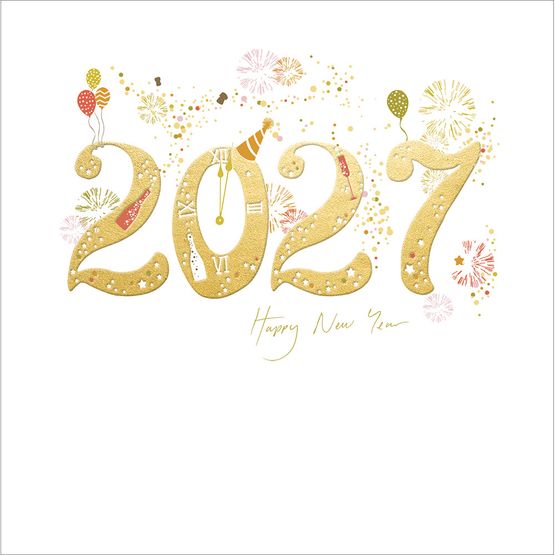 Big Fluted Happy New Year 2027 Card