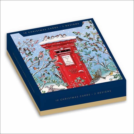 Birds On Postbox Box of Christmas Cards