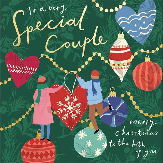 Special Couple Boy and Girl Hanging Decorations Christmas Card