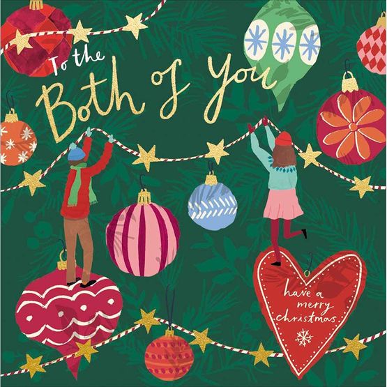 Both of You Boy and Girl Putting Up Lights Christmas Card