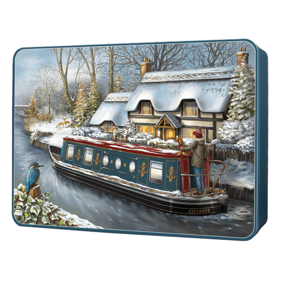 Bramble Foods - Embossed Canal Boat Chocolate Chip &amp; Shortcake Whirls Tin
