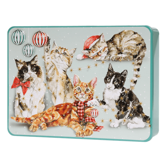 Bramble Foods - Embossed Cats &amp; Baubles Biscuit Tin