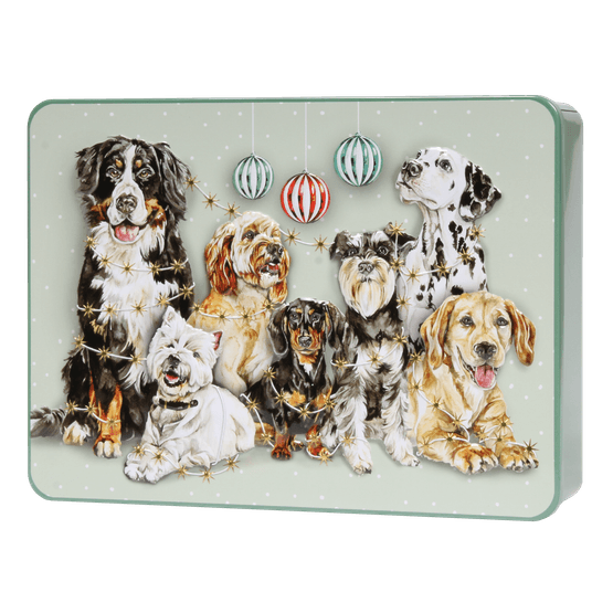 Bramble Foods - Embossed Dogs &amp; Baubles Biscuit Tin 300g