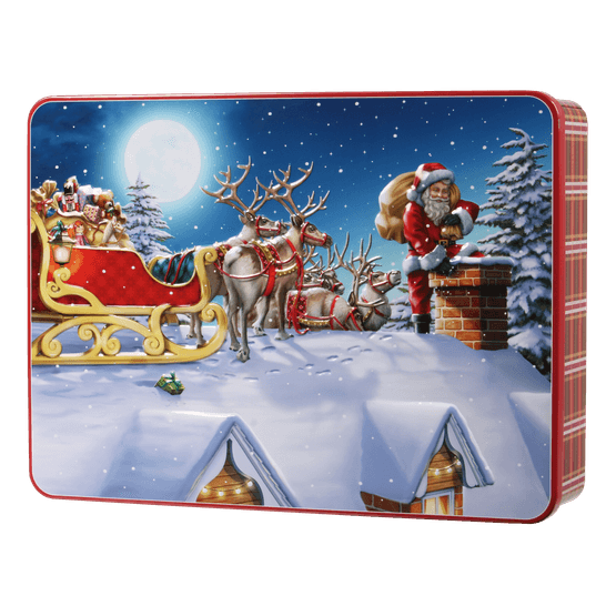 Bramble Foods - Embossed Santa Sleigh Chocolate Chip &amp; Shortcake Whirls Tin
