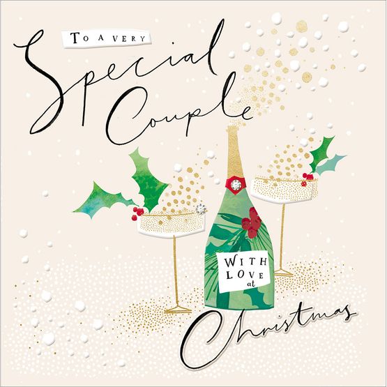 Special Couple Champagne and Two Glasses Christmas Card