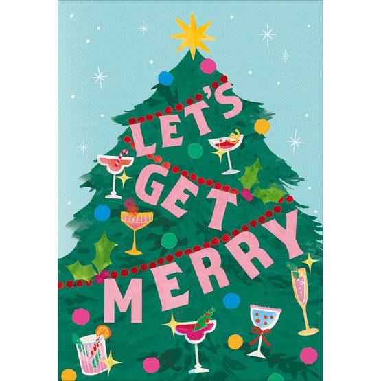Let's Get Merry Christmas Cocktail Christmas Card