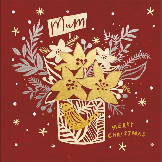 Mum Christmas Gift Flowers Christmas Card