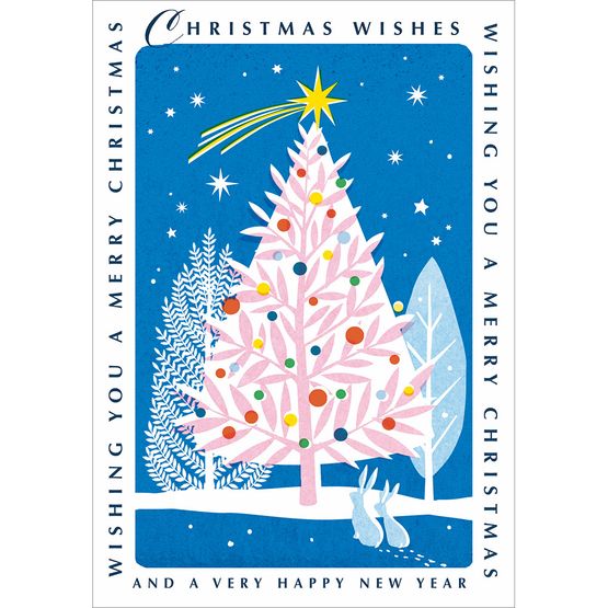 Christmas Tree With Rabbits Christmas Card