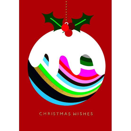 Christmas Wishes Stripy Figgy Pudding Christmas Card