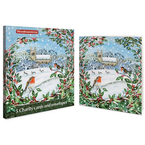 Church and Robins Charity Pack of Christmas Cards