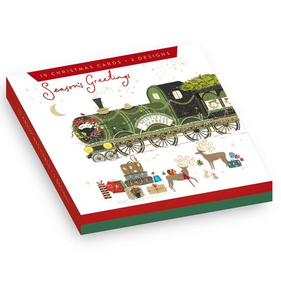 Couple At Train Box of Christmas Cards