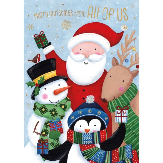 From All of Us Cute Santa With Friends Christmas Card