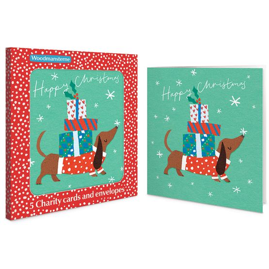 Dachshund with Presents on his Back Charity Pack of Christmas Cards