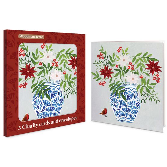 Festive Florals and Robins Charity Pack of Christmas Cards