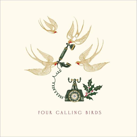 Four Calling Birds Christmas Card