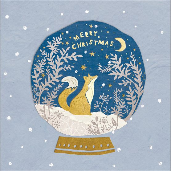 Fox In Snowglobe Christmas Card