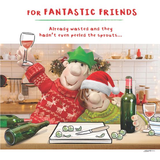 Fantastic Friends Model Family In Kitchen Christmas Card