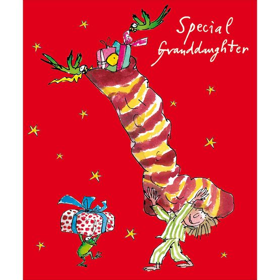 Special Granddaughter Girl Carrying Christmas Stocking Christmas Card