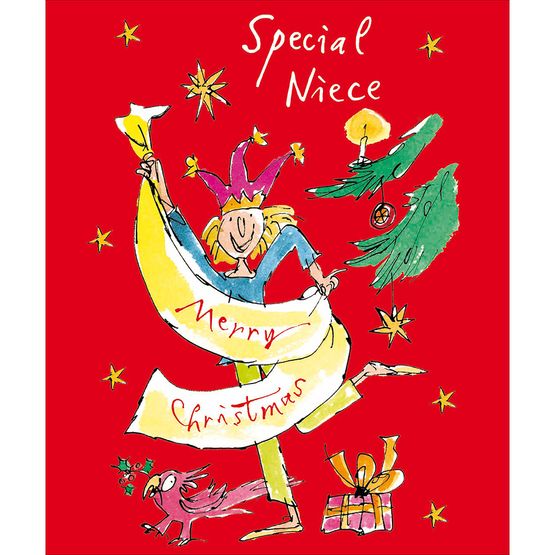 Special Niece Girl Holding Christmas Banner Christmas Card