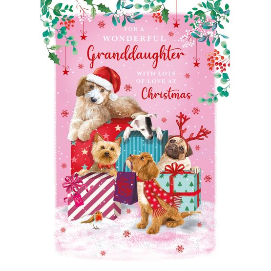 Granddaughter Christmas Dogs Christmas Card