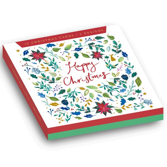 Happy Christmas Festive Foilage Box of Christmas Cards