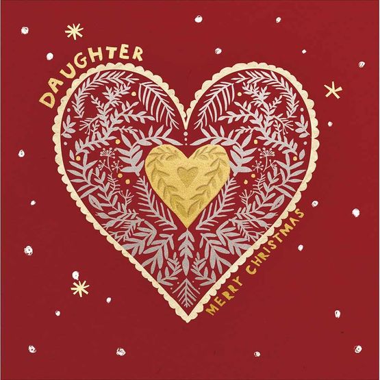 Daughter Heart Surrounded By Foliage Christmas Card