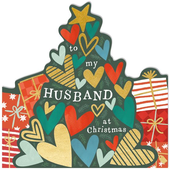 Husband Heart Christmas Tree Christmas Card