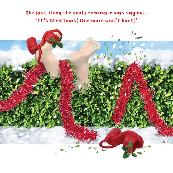 Model Family Lady Falling In Bush Christmas Card