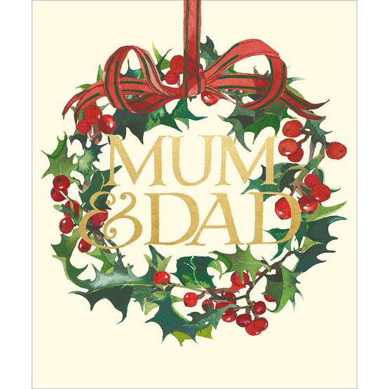 Mum &amp; Dad Wreath Christmas Card