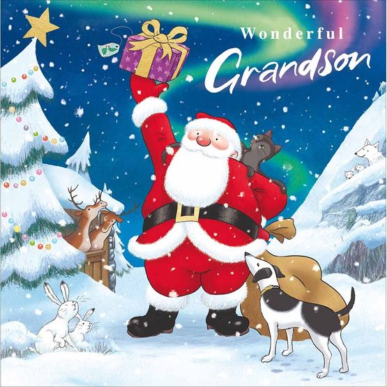 Northern Lights Grandson Christmas Card