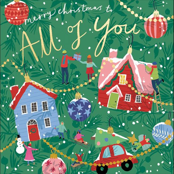 All of You People Houses Lights and Baubles Christmas Card