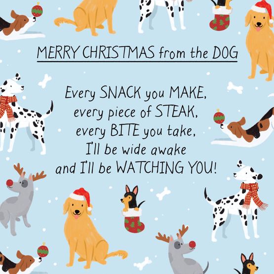 Poem About Dog Watching You Eat Christmas Card