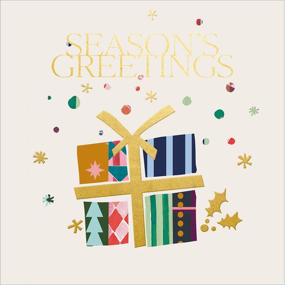 Season's Greetings Present Christmas Card