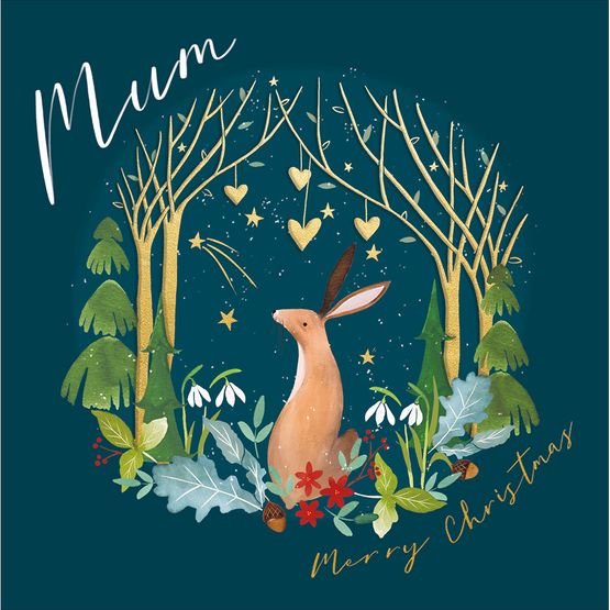 Mum Rabbit In Woodland Christmas Card
