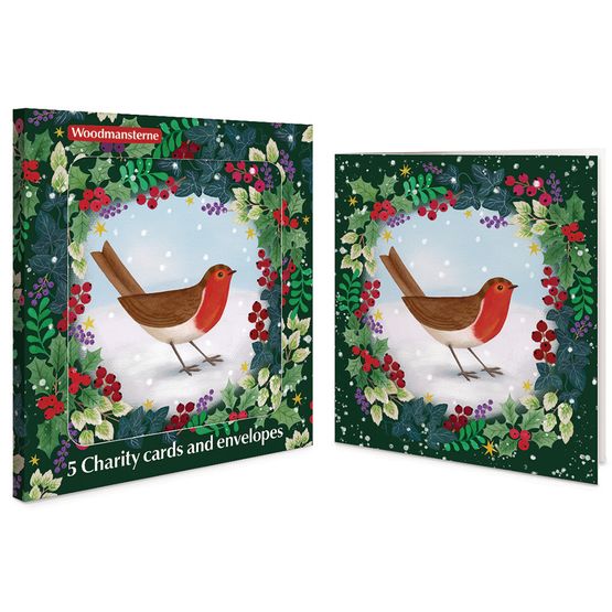 Robin inside a Wreath Charity Pack of Christmas Cards