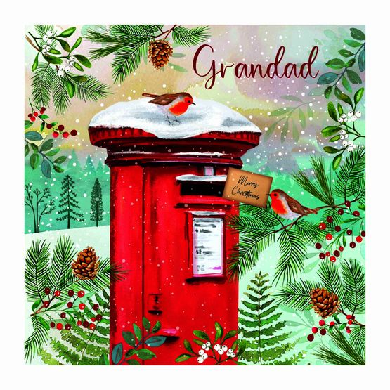 Grandad Robin On Post Box Christmas Card