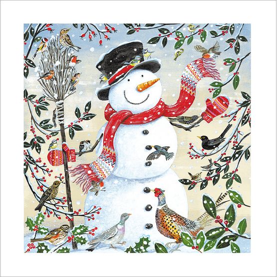 Snowman and Birds Christmas Card
