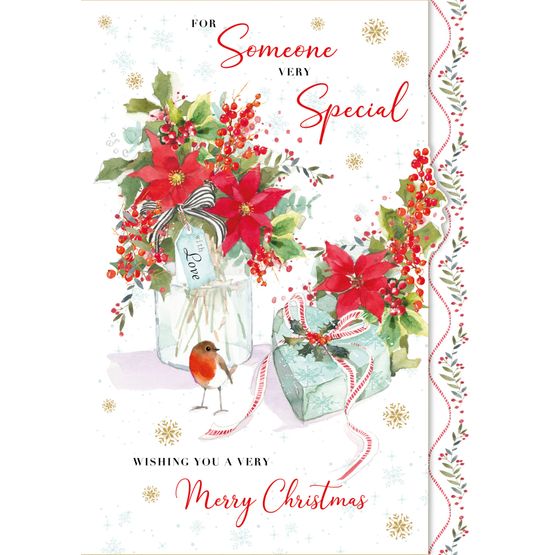 Someone Very Special Poinsettia Heart Christmas Card