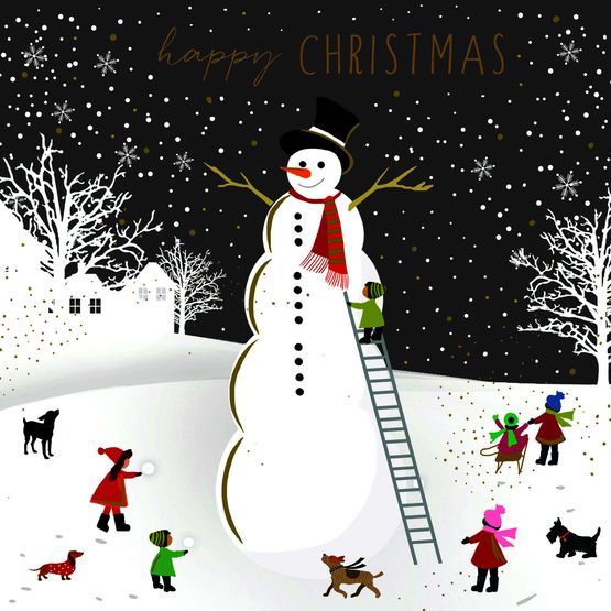 Towering Snowman Christmas Card